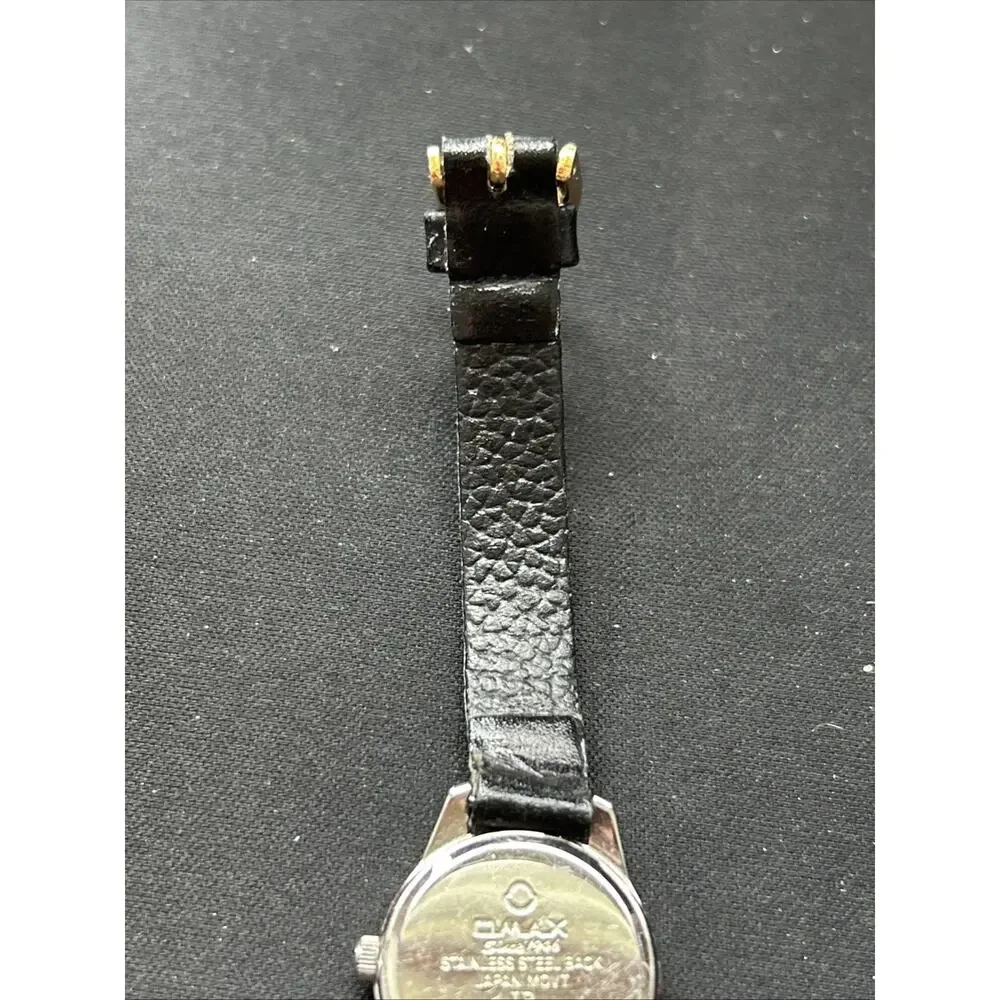 Omax Silver Case Black Band Women’s Quartz Watch